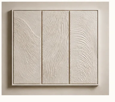 Tríptico blanco texturizado